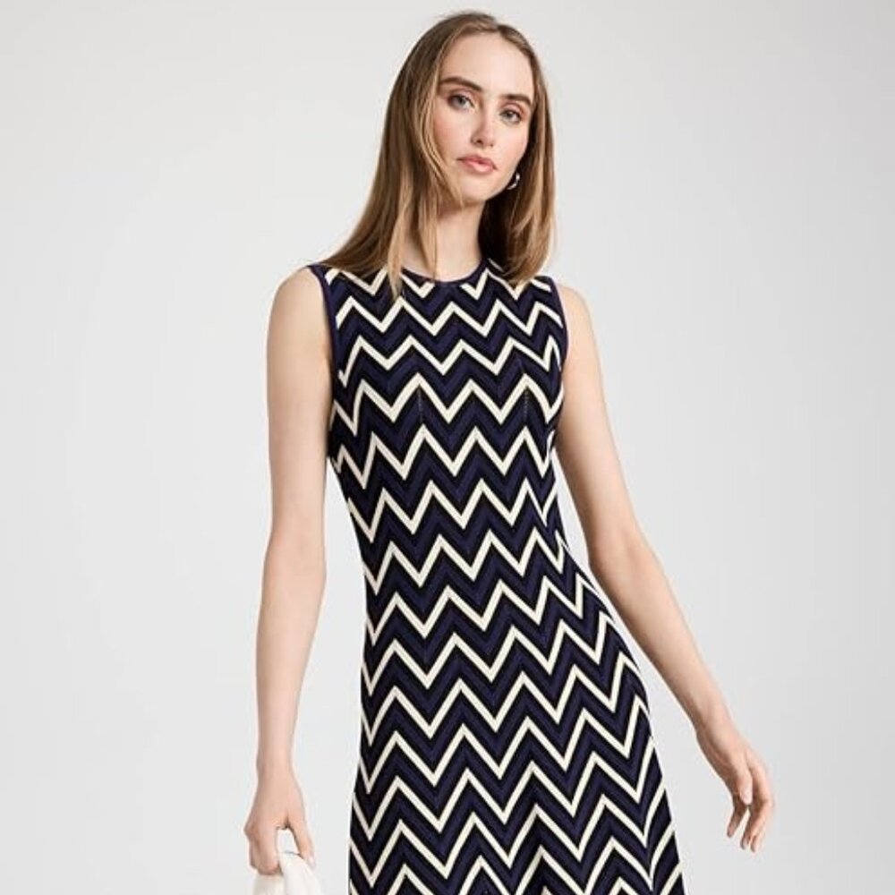 Shoshanna Leia Chevron Stripe Midi Dress